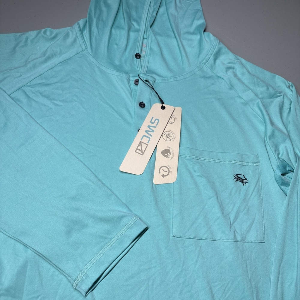 SWC Skinny Water Culture Mens XL Hawksbill Hooded Performance Teal Fishing